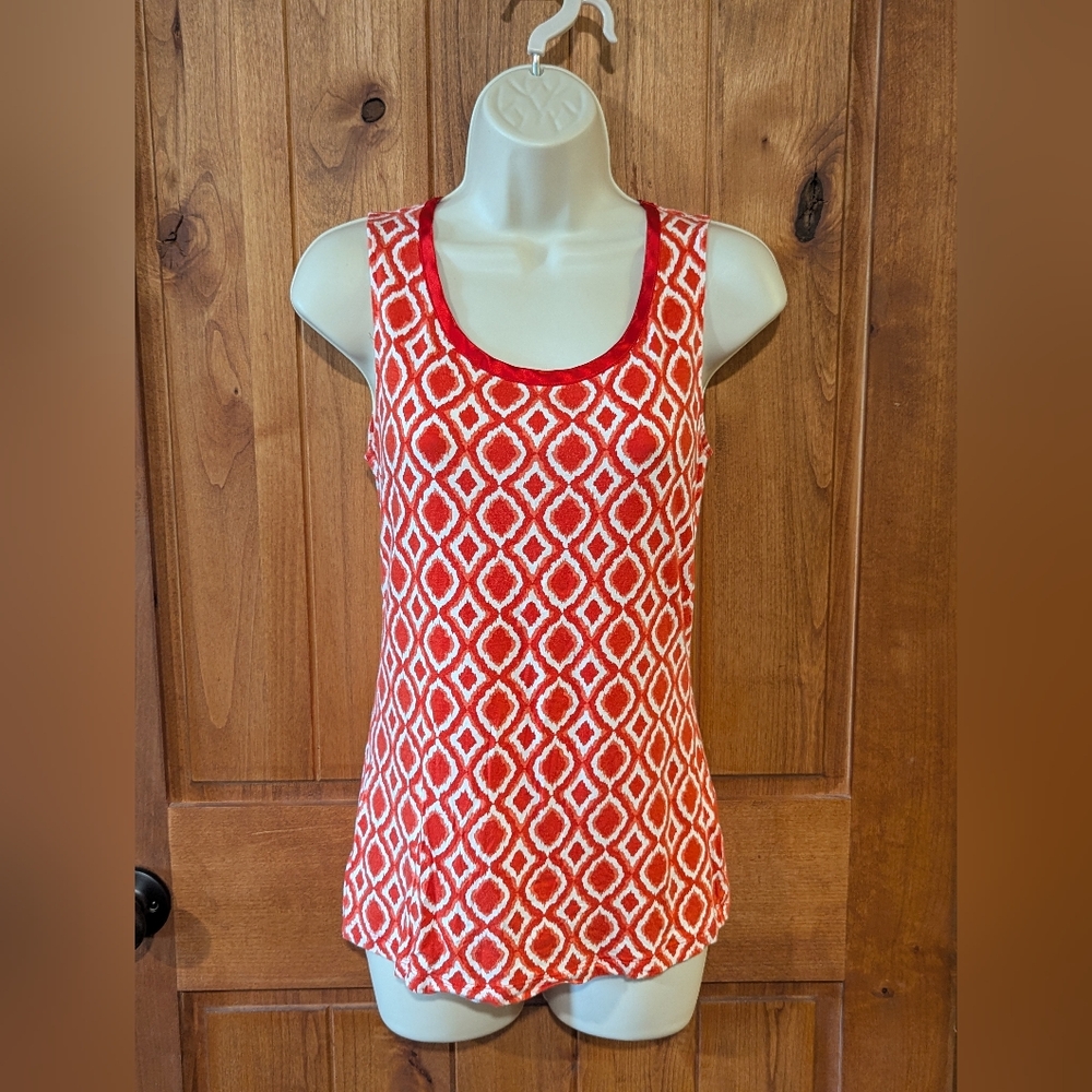 Banana Republic Fitted Graphic Tank Top in White and Orange‎